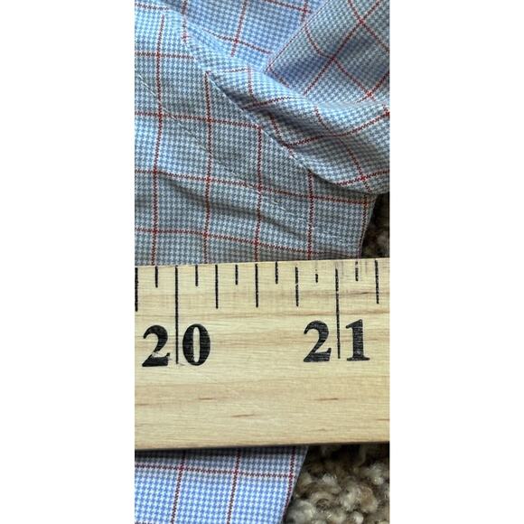 Thomas Pink Blue Check French Cuff 16.5 35 Made In England Point Collar 42/89cm - Picture 5 of 8